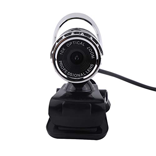Webcam Camera, USB 2.0 12M Pixels Clip-on Webcam PC Camera with 360° Rotating Stand and Built-in Microphone for Desktop or Laptop (Silver)