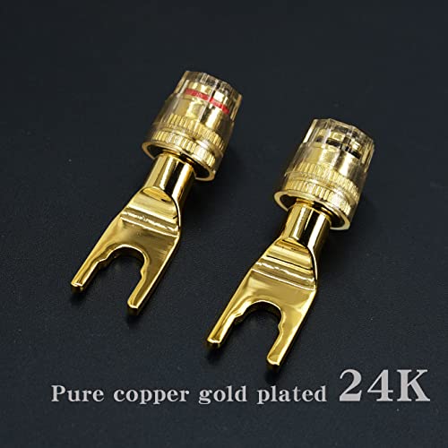 Arklove 8팩 Y에서 바나나 암 Y-타입 커넥터 데드볼트 플렉스 바나나 어댑터 플러그 4mm 암 바나나 잭 센터 서라운드 와이어 스프링 장착 스피커용