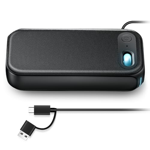 USB-A/USB-C Computer Speakers for PC Desktop | Wired Speakers with RGB Lights/Stereo Sound/Enhanced Bass,Portable Mini Sound-bar for Monitor/Laptop/PC/Smartphones/Tablets