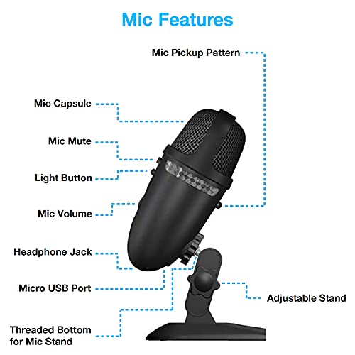 Cyber Acoustics Premium USB Microphone with Dual Recording Patterns - 24-bit Recording Perfect for Podcasting and Vlogging - Compatible with PC and Mac (CVL-2009) - style: CVL-2009