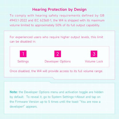 HiBy W4 Bluetooth Headphone Amplifier USB DAC, BT 5.4 & NFC, aptX Lossless LDAC, Dual DAC, DSD512 PCM 768kHz, 2-Inch Touch Screen, CVC Noise Reduction, 3.5mm & 4.4mm Balanced Output - color: Black