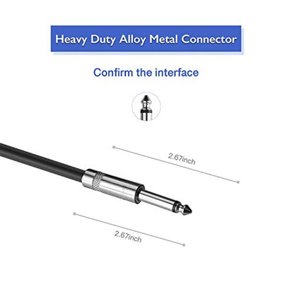 2 Pack 10 Ft 1/4" to 1/4" Inch TS Speaker Cable True 12 AWG for DJ PA - size: 10Ft