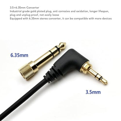 GOWENIC Cable Coiled Aux Cord Replacement for DJ1200 Headphone with 6.5mm Conversion Plug Adapter, 4.59 to 10.83ft Long