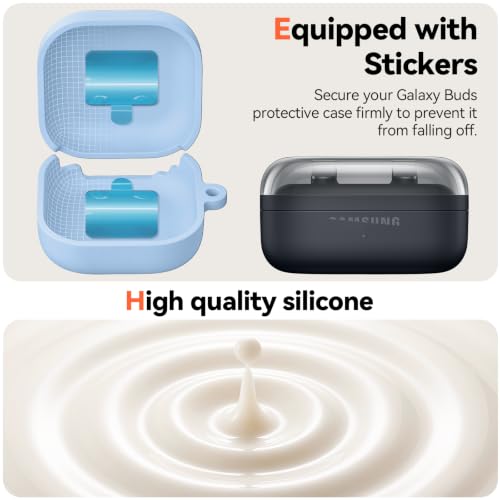 Inesore for Galaxy Buds 4 Pro & Galaxy Buds 4 Case (Sky Blue) | Skin Friendly Silicone Material, with A Multifunctional Cleaning Pen Tool and Keychain, Scratch Resistant, Slip Resistant - color: Sky Blue
