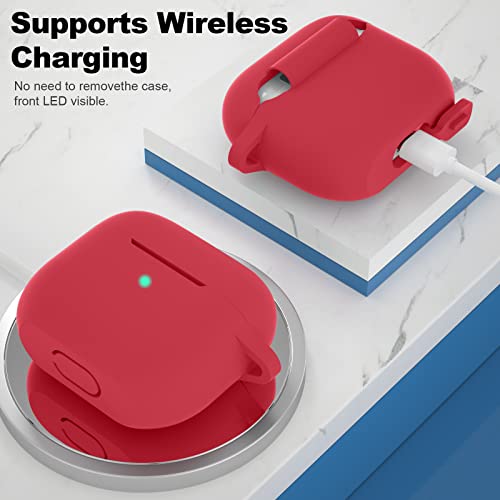 Compatible with AirPods 3 Case, Protective Silicone Cover for AirPods 3rd Generation Case 2021, Wireless Charging - Red - color: C-Red