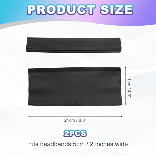 4 Pcs Replacement Headphone Headband Cover(Fits 2 Inch) - Universal Leather Headband Cover Cushion Protector for Large Sized Most Headsets, Black - size: 2"