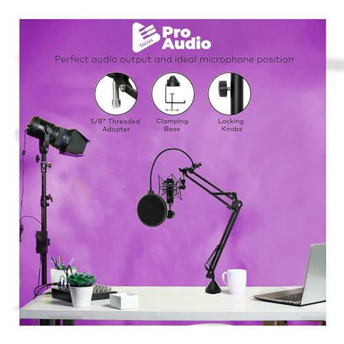 SAMSON Q2U USB and XLR Handheld Dynamic Microphone Bundle | Includes Shock Mount and Desktop Boom Arm Microphone Stand. with Cardioid Polar Pattern (Pink)