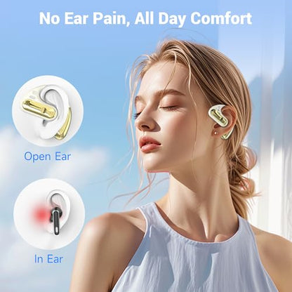 CoolJumper Open Ear Bluetooth 5.4 Headphones with Ear Hooks, 16.2mm Large Driver, 60H Total Playtime LED Digital Charging Case, IPX7 Waterproof, ENC Clear Call Sports Earbuds for Running Gym Commute