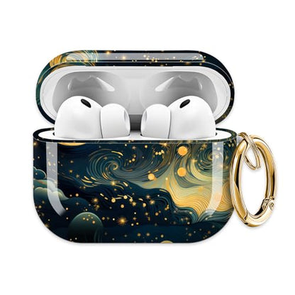 for AirPods Pro 3 Case (2025), Cute Cover Compatible with AirPod Pro 3rd Generation Shell with Rose Gold Keychain Earbuds Case for Women（Starry Sky Clouds） - color: starry sky clouds