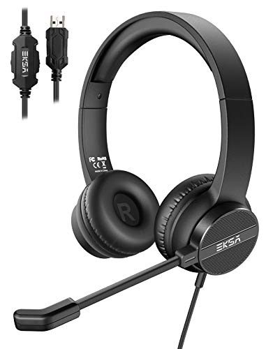 Headset with Microphone for PC Laptop, USB Wired Computer Headset with Volume & Mic Mute Controls, Lightweight All-Day Comfort Environmental Noise Canceling Headphones for Office Call Center Skype - style: USB wired headset