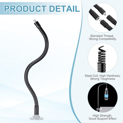 PATIKIL 6" Gooseneck, 2Pcs 1/4"-20 Female to Male Thread Metal Universal Hose Flexible Arm Gooseneck Tube Extension Holder for Action Camera, Phone, Microphone, Black - size: 6 Inch
