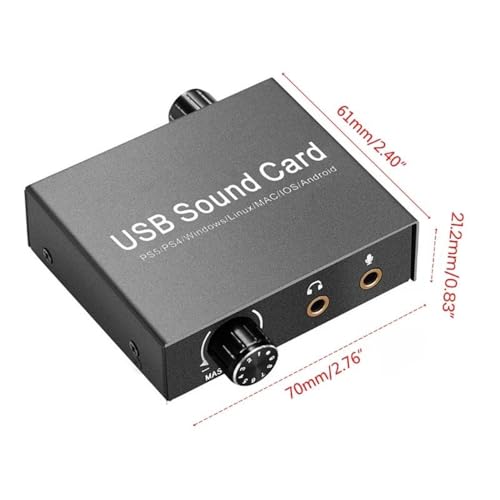 USB Sound Card External Sound Card with Volumes Control USB to 3.5mm Adapter Stereo for PC Laptop Desktop Headset