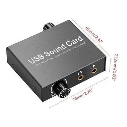 USB Sound Card External Sound Card with Volumes Control USB to 3.5mm Adapter Stereo for PC Laptop Desktop Headset