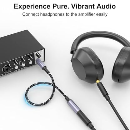 3.5mm to 1/4 Headphone Adapter Cable, TRS 6.35mm 1/4 Male to 3.5mm 1/8 Female Stereo Jack Audio Adapter for Amplifiers, Guitars, Keyboards Pianos, Home Theaters, Mixing Consoles, Headphones - 12 inch
