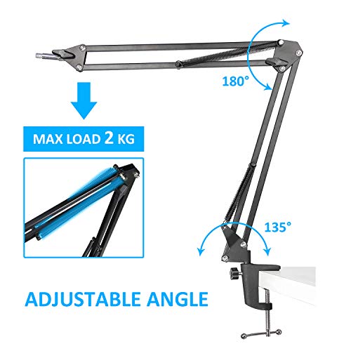 MXL 770 990 Microphone Stand with Pop Filter - Mic Suspension Boom Scissor Arm Stand with Foam Windscreen for MXL Mics 990 770 by YOUSHARES