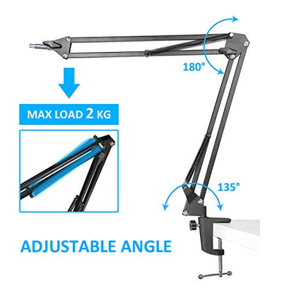 MXL 770 990 Microphone Stand with Pop Filter - Mic Suspension Boom Scissor Arm Stand with Foam Windscreen for MXL Mics 990 770 by YOUSHARES