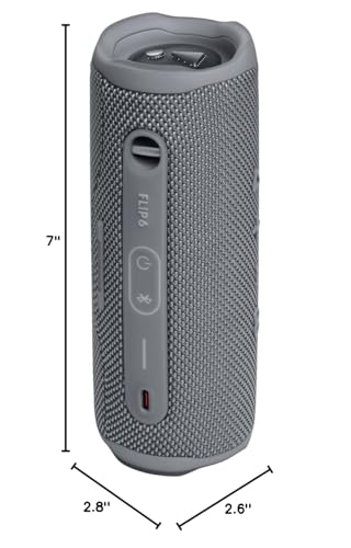 JBL Flip 6 - Portable Waterproof Speaker - Grey | Louder, more powerful sound, IP67 waterproof and dustproof, 12 Hours of Playtime, Bold design - color: Gray