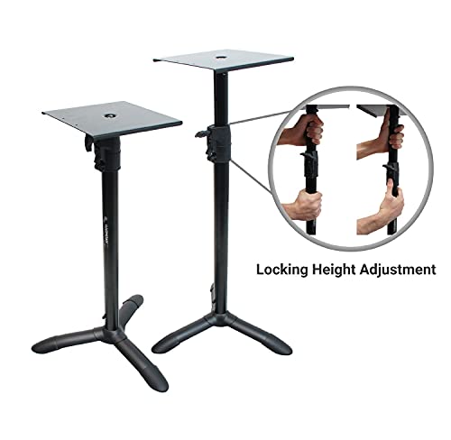 Harmony Audio HA-BKSPKS Home Audio - Studio Monitor Adjustable Height Bookshelf Speaker Stand Pair