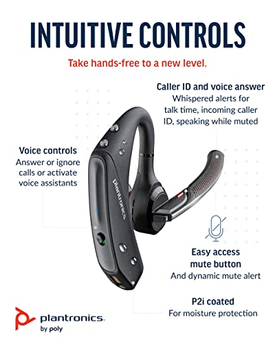 Poly Voyager 5200 UC Wireless Headset & Charging Case (Plantronics) - Single-Ear Headset w/Noise-Canceling Mic - Connect Mobile/Mac/PC via Bluetooth - Works w/Teams, Zoom (Renewed)