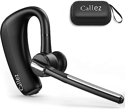 Callez Bluetooth Headset for iPhone Android Cell Phone Trucker Office Work | Bluetooth Earpiece V5.0 with CVC8.0 Dual Mic Noise Cancelling, Mute/Volume Buttons, Hands-Free Wireless Headset for Business
