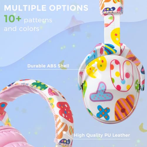 Kids Ear Protection Safety Ear Muffs, NRR 25dB Noise Reduction Children Earmuffs, Hearing Protectors for Sleeping, Studying, Airplane, Concerts, Fireworks-Letter with Pink Band - color: Pink Band New Letter