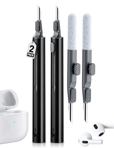 Cleaner Kit for Airpods, Earbuds Cleaning kit for Airpods Pro 1 2 3, Phone Cleaner kit with Brush for Bluetooth Earbuds Cleaner, Wireless Earphones,iPhone,Laptop, Camera (Black) - color: Black