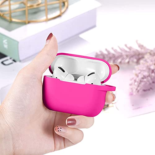 Lerobo for AirPod Pro Case, Soft Silicone Cover with Keychain, Rose Pink | Drop Protection, Scratch & Dust Resistant, Wireless Charging, Compatible with Apple AirPods Pro 2/1 Case Cover for Women Men - color: Rose Pink