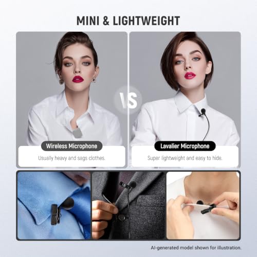 NEEWER LM8 ø4mm Mini Lavalier Microphone (2 Pack), Clip On Wired Condenser | Lapel Lav Mic Set, with 5ft/1.5m 3.5mm TRS Connector, Compatible with DJI Mic 2 Rode Wireless Go II CM28 CM31, and Camera
