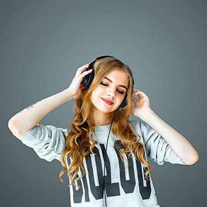 LORELEI X6 Over-Ear Wired Stereo Bass Headphones with Microphone, Lightweight, Foldable & Portable with 1.45M No-Tangle for Smartphone, Tablet, MP3/4, Space Black - color: Space Black