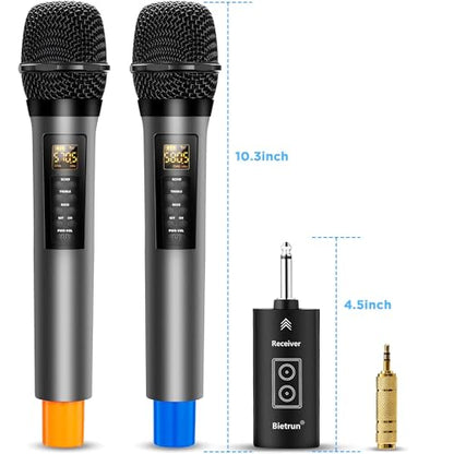 Wireless Microphone with Echo/Treble/Bass, 1/4'' Plug Rechargeable Receiver
