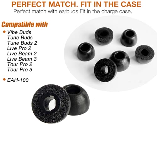 Replacement Memory Foam Eartips for JBL Live Pro/Tune Buds Earbuds