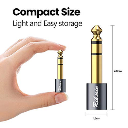 Headphone Adapter, 4-Pack 6.35mm (1/4 Inch) Male to 3.5mm (1/8 Inch) Female Stereo Audio Adapter [Gold Plated, Hi-Fi Sound] for Amp Adapter, Guitar, Digital Piano, Microphones, Speaker - size: 6.35mm to 3.5mm 4-pack