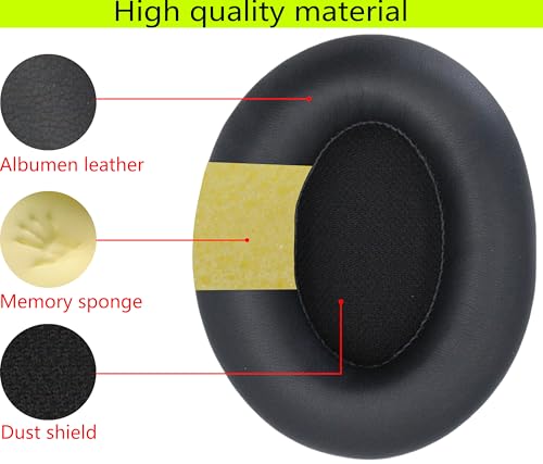Replacement Ear Pads Compatible with Srhythm Version NC35 Black | Also suitable for Srhythm version NC25 Headphone Memory foam/protein leather ear pads and earmuffs - color: Black