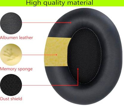 Replacement Ear Pads Compatible with Srhythm Version NC35 Black | Also suitable for Srhythm version NC25 Headphone Memory foam/protein leather ear pads and earmuffs - color: Black
