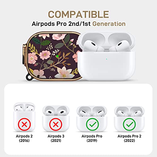 for AirPods Pro 2/1 Case Cover with Lock, Magsafe Compatible, Purple Flower - color: Purple+Pink, size: AirPods Pro 2/1 Case (2019/2022/2023)