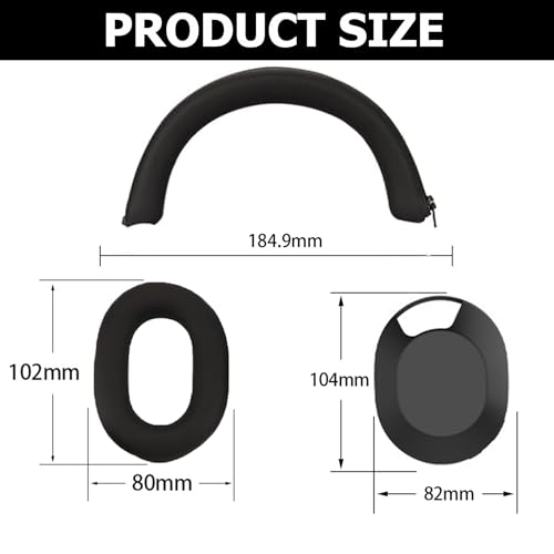 3 Set Case Cover for Sony WH-1000XM5 Headphones,Embody Ear Pad Cover/Headband Cover/Ear Cover Soft Silicone Headphones Accessories（Black） - color: Black