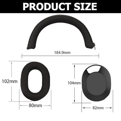 3 Set Case Cover for Sony WH-1000XM5 Headphones,Embody Ear Pad Cover/Headband Cover/Ear Cover Soft Silicone Headphones Accessories（Black） - color: Black