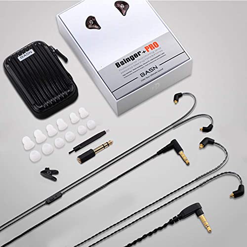 BASN Bsinger Pro in Ear Monitor,Dual Drivers MMCX IEM Earphone(Clear Black) | HiFi Wired IEM Earbud,Portable Case,Ergonomic Fit Headphone,Two 4.9ft Detachable Cables,for Beginner Musician,Singer,Drummer - color: Black