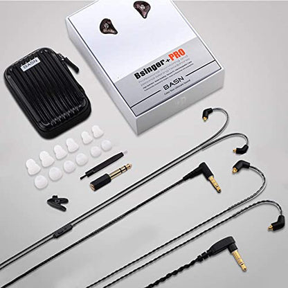 BASN Bsinger Pro in Ear Monitor,Dual Drivers MMCX IEM Earphone(Clear Black) | HiFi Wired IEM Earbud,Portable Case,Ergonomic Fit Headphone,Two 4.9ft Detachable Cables,for Beginner Musician,Singer,Drummer - color: Black