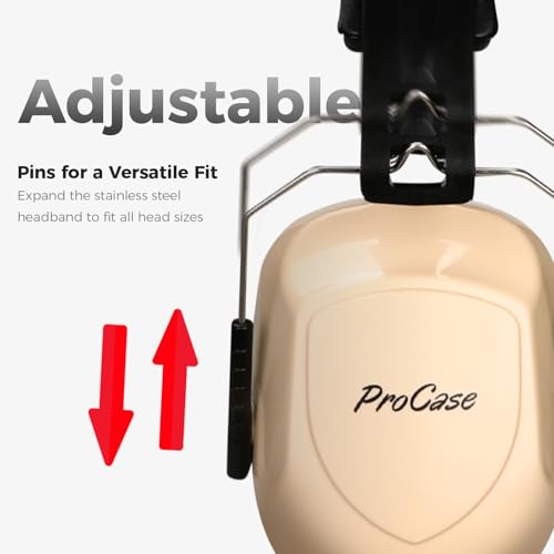 ProCase NRR 28dB Noise Reduction Ear Muffs, Foldable Adjustable Noise Cancelling Headphones - color: 1 - Beige