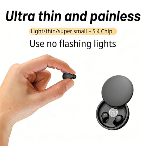 Sleep Earbuds Bluetooth 5.4, Mini Invisible Noise Blocking Sleeping Headphones, Hidden Earbuds with LED Display for Small Ears, for Side Sleepers Meditation Travel Gym Workout (Black) - color: Black
