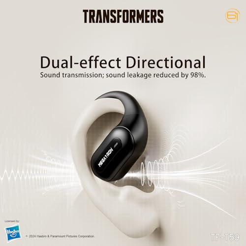 Transformers Earbuds T59, Bluetooth 5.4 Wireless Gaming Earbuds with Mic, Ear Hook Sport Earbuds, Low Latency, 13mm Drivers, IPX5 Waterproof, 24H Playtime (Megatron Black) - color: Megatron Black