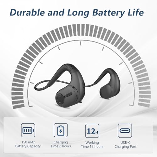 Bluetooth Headset, Open Ear Headphones with Removable Microphone | Noise Cancelling Wireless Headset for Phones Laptop Computer, 12 Hours PC Headsets for Office Meeting Working Driving Running