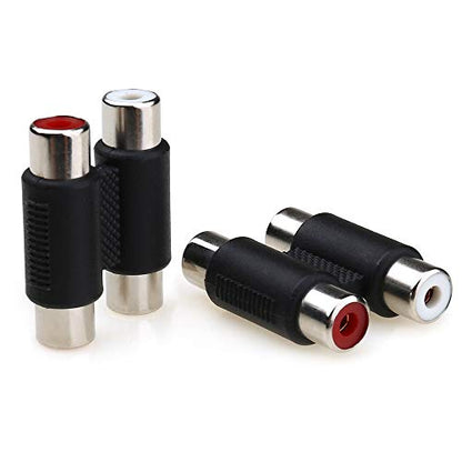 MOBOREST 2PCS Dual Female to Female RCA Jack Extension Cable Adapter Coupler Connector for Stereo Audio Video Cable Joiner, Nickel-Plated RCA Dual Female Plug
