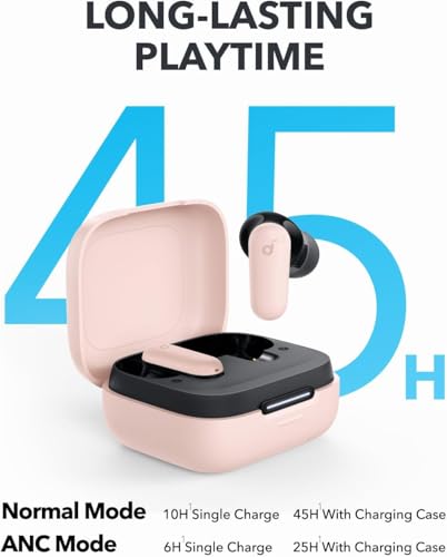 Soundcore P30i by Anker Noise Cancelling Earbuds, Hands-Free Viewing | Strong and Smart Noise Cancelling, Powerful Bass, 45H Playtime, 2-in-1 Case and Phone Stand, IP54, Bluetooth 5.4 - color: Pink
