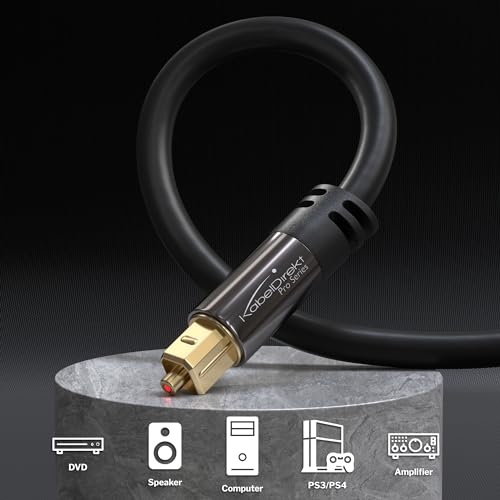 KabelDirekt TOSLINK – Optical Audio Cable – 3ft – Soundbar | Optical digital audio cable: Perfect for equipment with a TOSLINK interface (OPT In / OPT Out or S/PDIF In / S/PDIF Out) - size: 3 ft