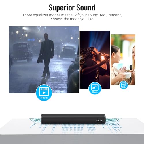 LITTOAK Sound Bar for TV, BT 5.0 Soundbar, 50 Watt 16 Inch Soundbars for Home Audio, Gaming, Projectors, TV Speakers Supports HDMI ARC/Optical/RCA/USB/AUX in and Sub Out Connection, Wall Mountable