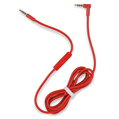 Replacement Audio Cable Cord Wire with in-line Microphone and Control Compatible with Beats Headphones Solo, Studio, Pro, Detox, Wireless, Mixr, Executive Headphones(Red) - color: Red