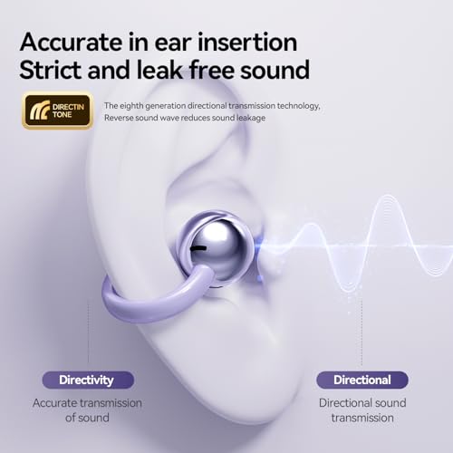 2026 New Jewelry-Inspired Clip-On Earbuds with Detachable Sparkle Butterfly Earrings, Bluetooth 6.0, Cute Wireless Headphones for Women, 50H Playtime, Low Latency, Sports & Workouts (Purple) - color: Purple