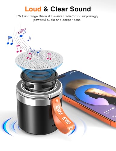 EWA Wireless Bluetooth Speaker with Secure Magnetic Phone Stand (Black) | HD Surround Sound, Anti-Slip Base, Adjustable 90° Viewing, Hands-Free Magnetic Holder for Desk, Kitchen, Workout, Great Gift - color: Black